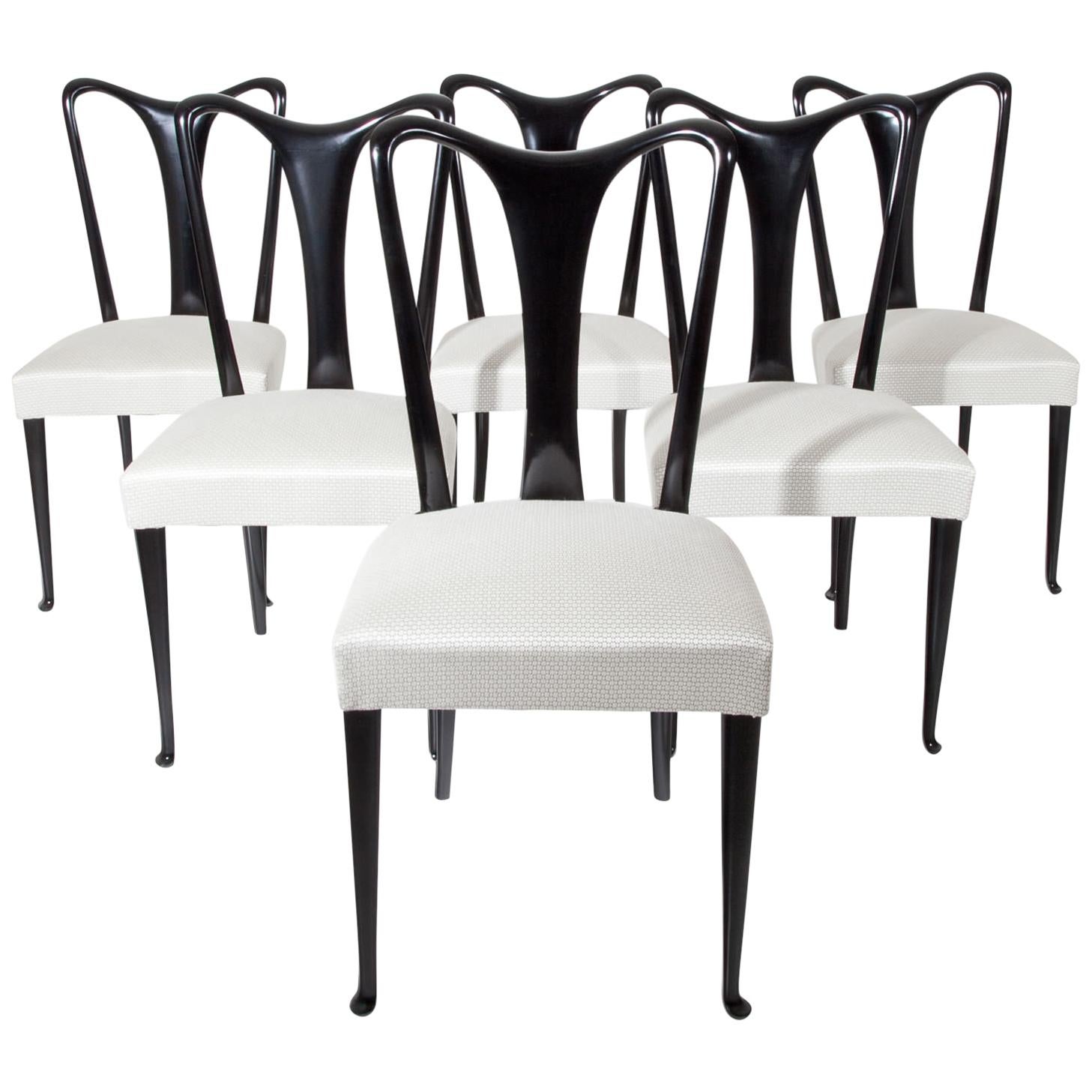 Set of Six Dining Chairs, Attributed to Guglielmo Ulrich, Italy 1940s