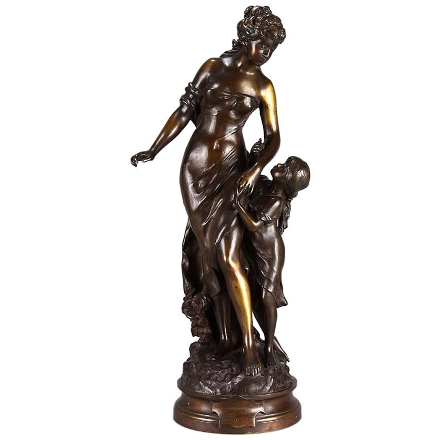 Late 19th Century Art Nouveau Bronze “La Reconnaissance” by Mathurin Moreau