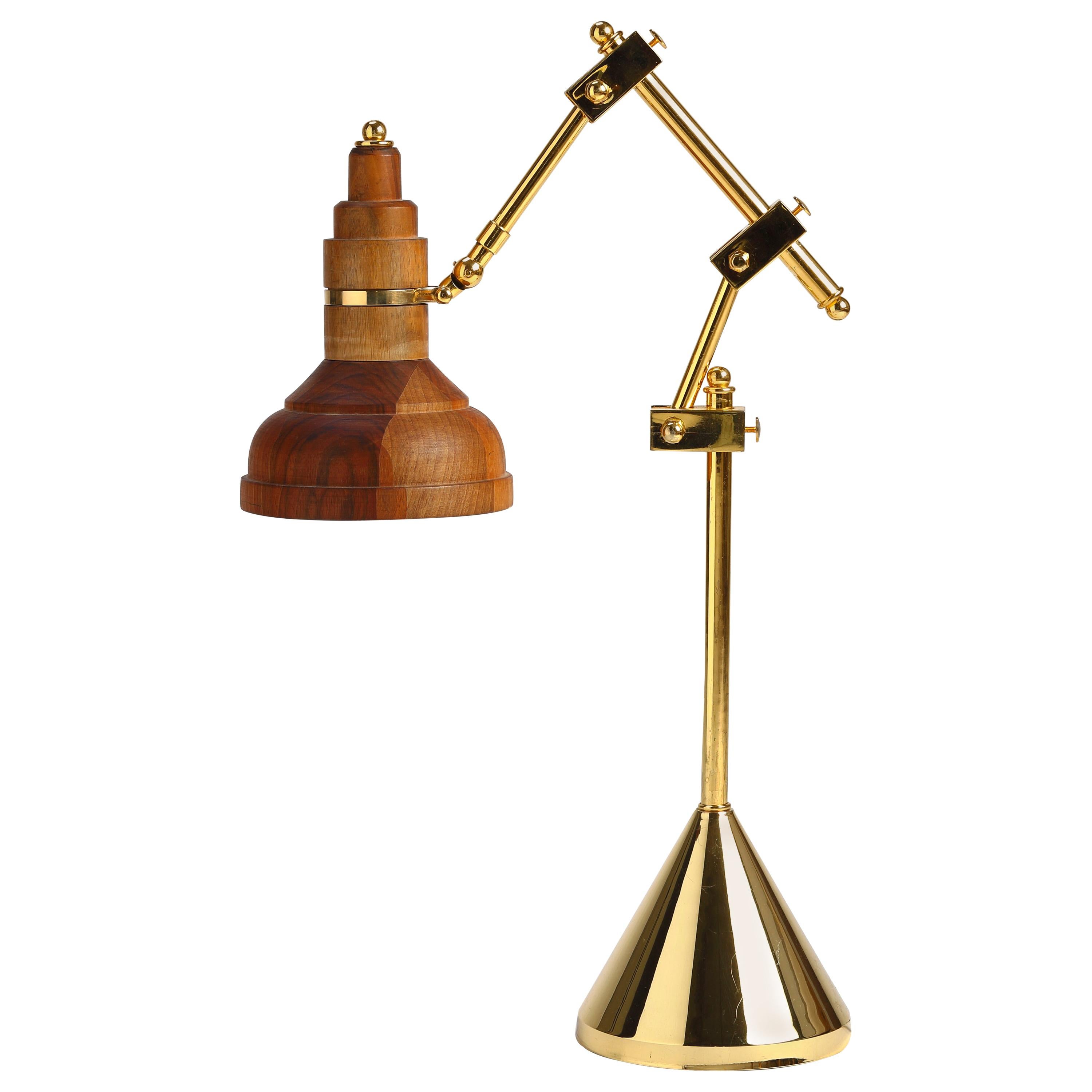 Lampe de bureau vintage Clarify en métal et bois, lampe d'étude