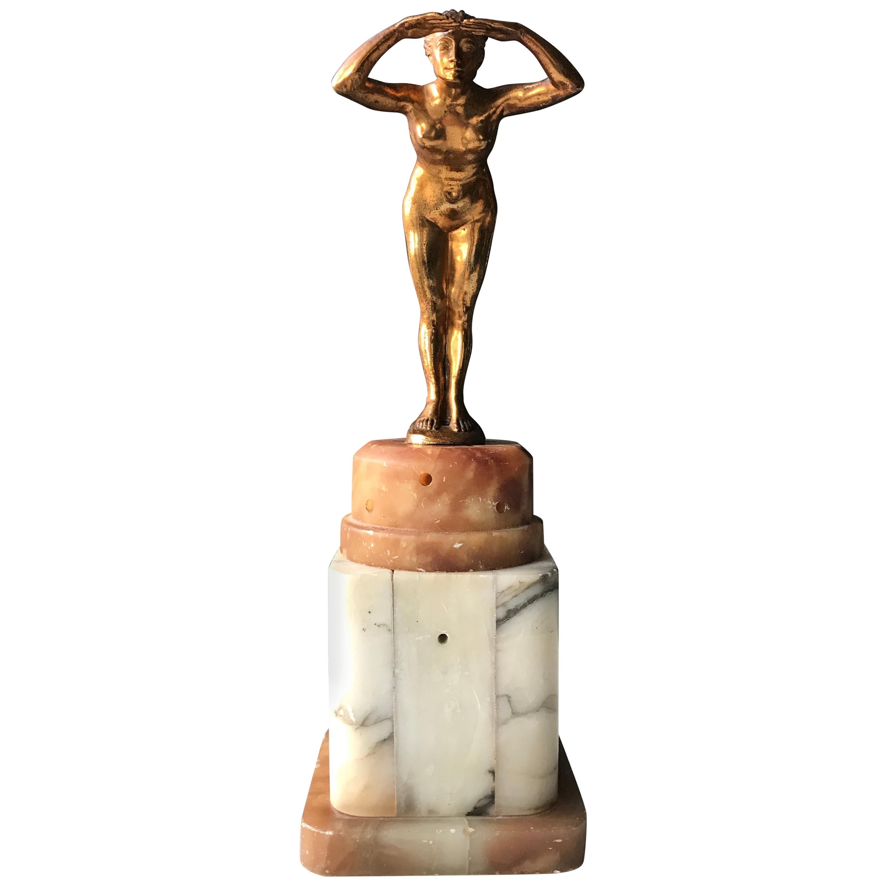 Art Deco Lady Figurine Table Lamp For Sale