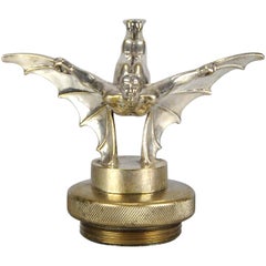 Vintage Art Deco Nickel Plated Bronze 'Batman' Car Mascot by Sasportas