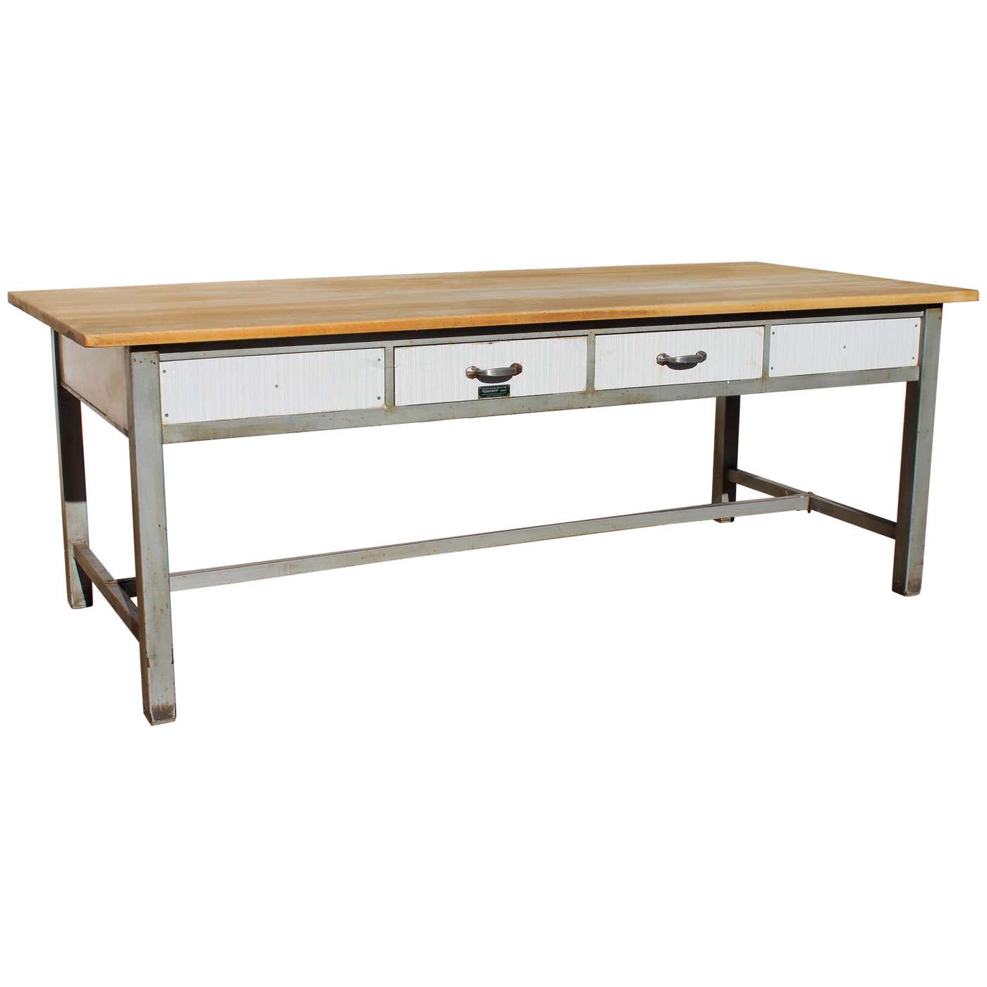 Backery Work Table 1980s Spanish Bakery Work Table with Steel Legs For Sale at 1stDibs