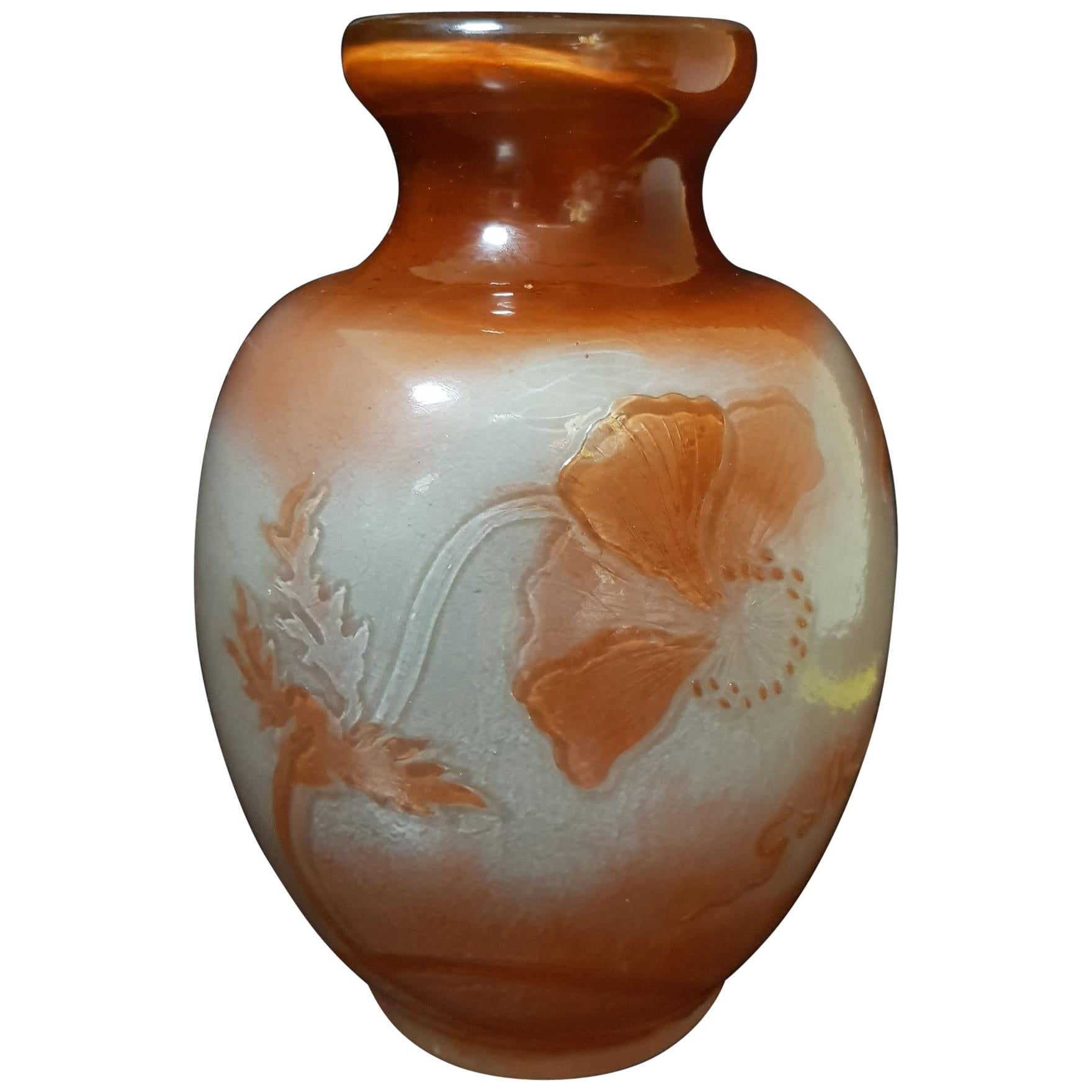 Emile Gallé Art Nouveau France Red Polished Glass Vase, 1900s
