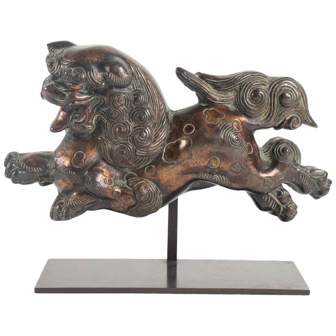 Dog Fô Current In Lacquered Bronze, China 