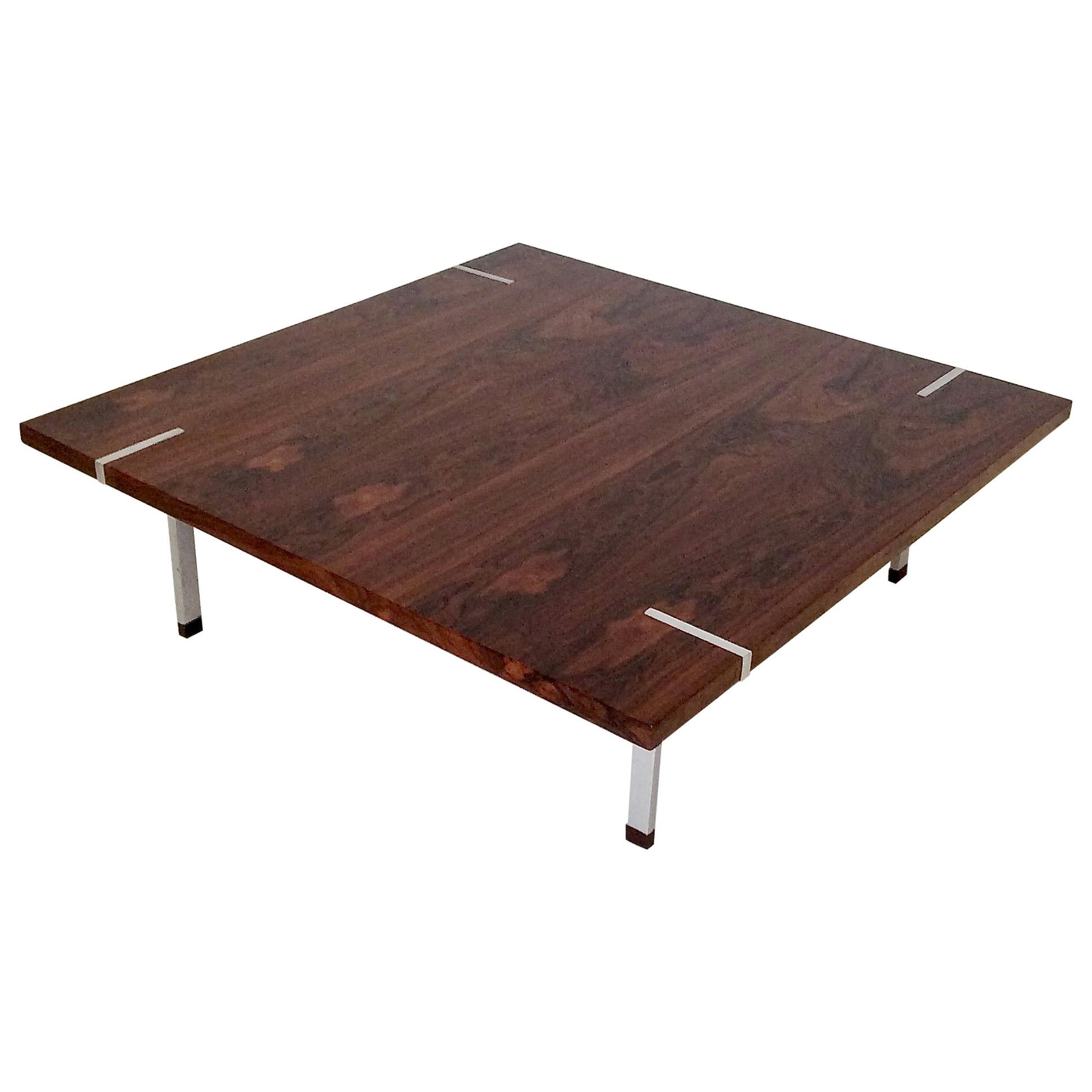 Gastone Rinaldi Wood Square Coffee Table, circa 1960, Italy