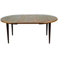 Vintage Scandinavian Circular Teak Dining Table with Two Extensions by  Niels Koefoeds