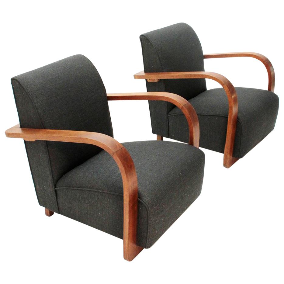 Italian Modernist Lounge Chairs, 1940s, Set of 2
