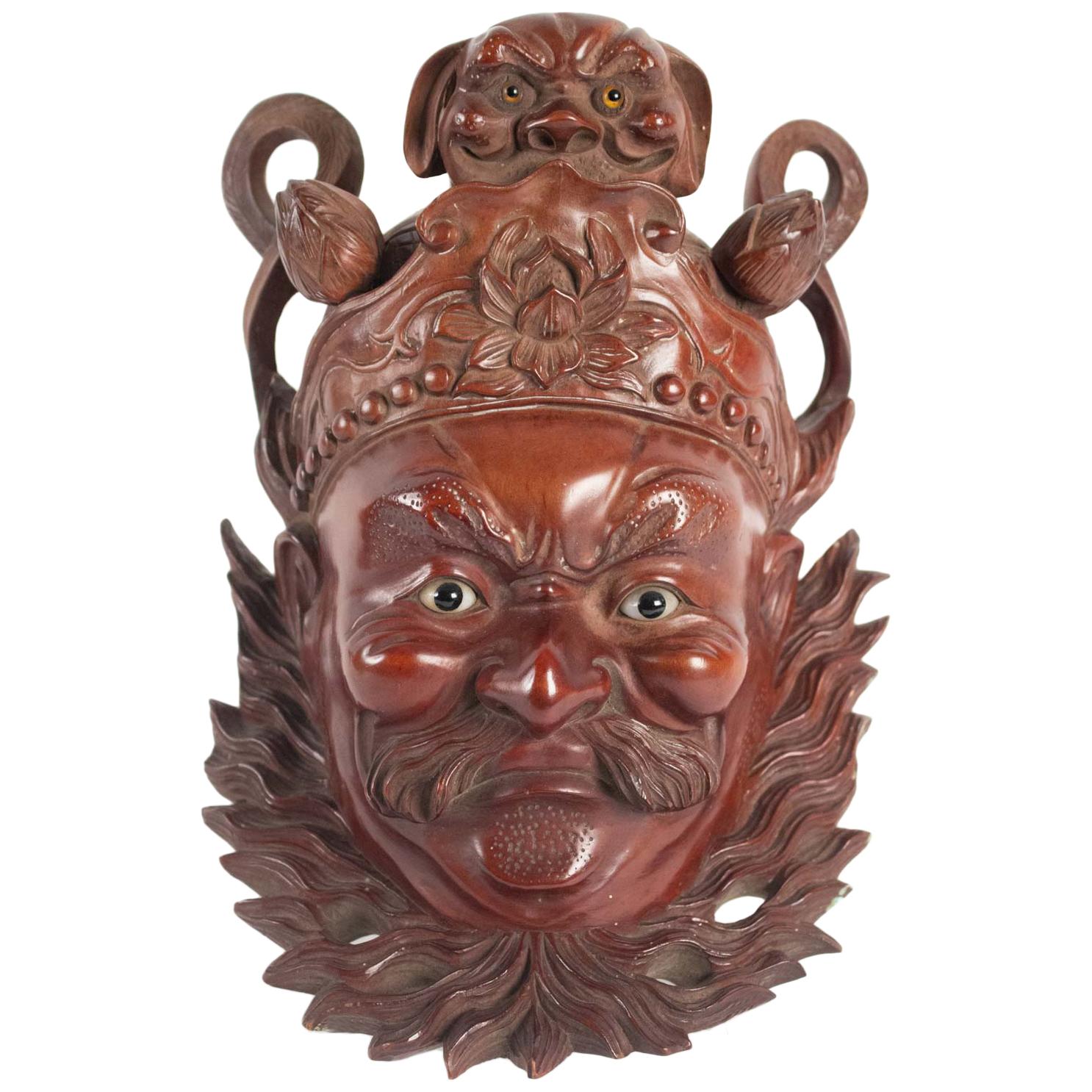 Wooden Mask of a Chinese Traditional Opera Personage, Sulfur Eyes, 1900