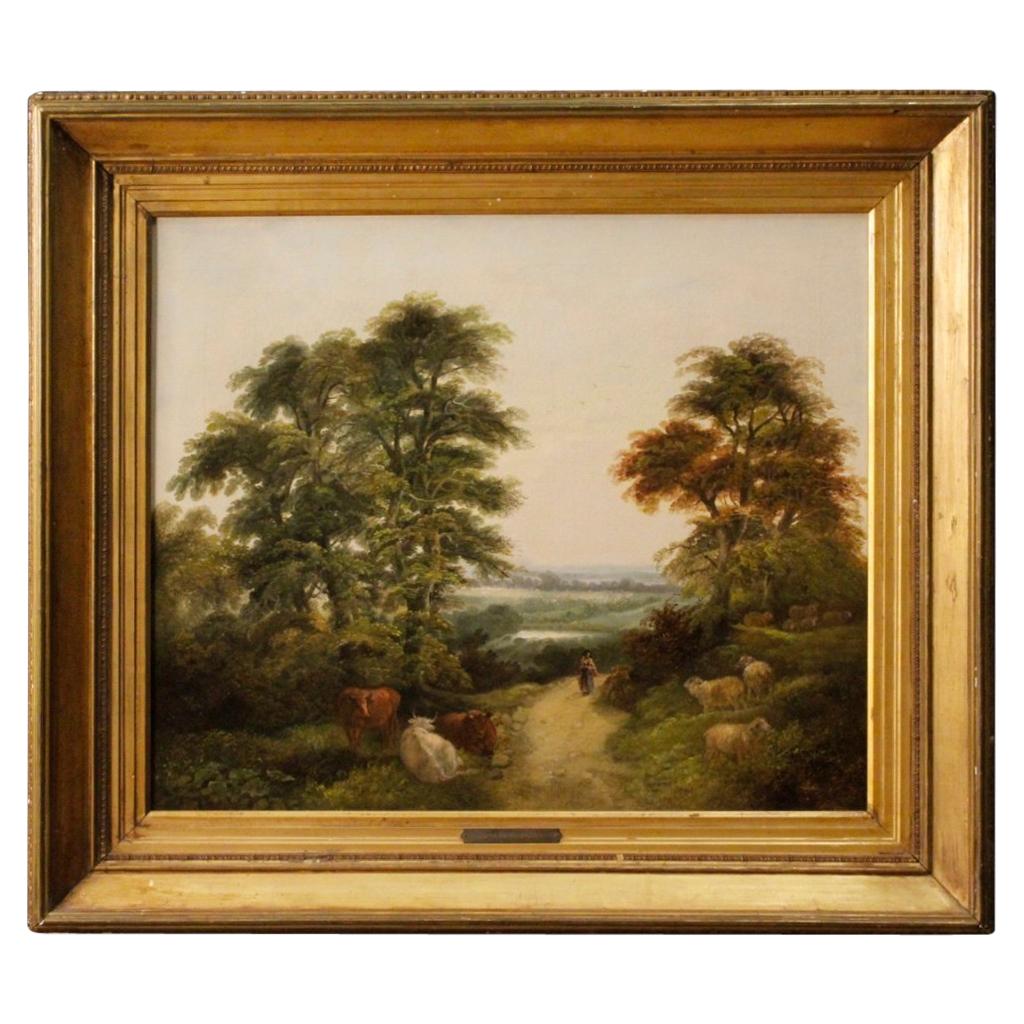 J. Barker 19th Century Oil on Canvas English Landscape Painting, 1880