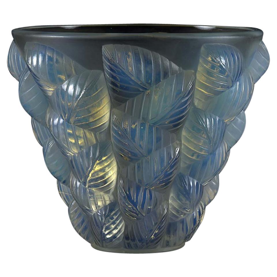 Art Deco Opalescent Glass Vase Entitled 'Moissac' by René Lalique