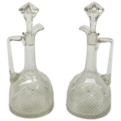 Used Crystal jug decanters with Diamond Cut crystal, 1890