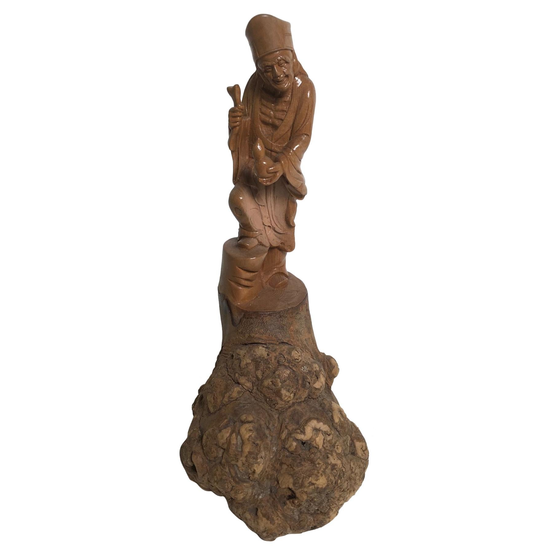 Beautiful Carved Vine Wood Sculpture For Sale