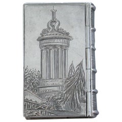 Victorian Silver Book Form Castle-Top Vinaigrette, Burns Monument, 1843