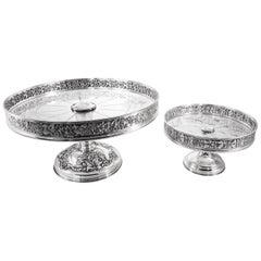 Retro Sterling and Crystal Cake Plates