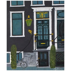 Riproduzione in edizione limitata del dipinto di una porta di Amsterdam