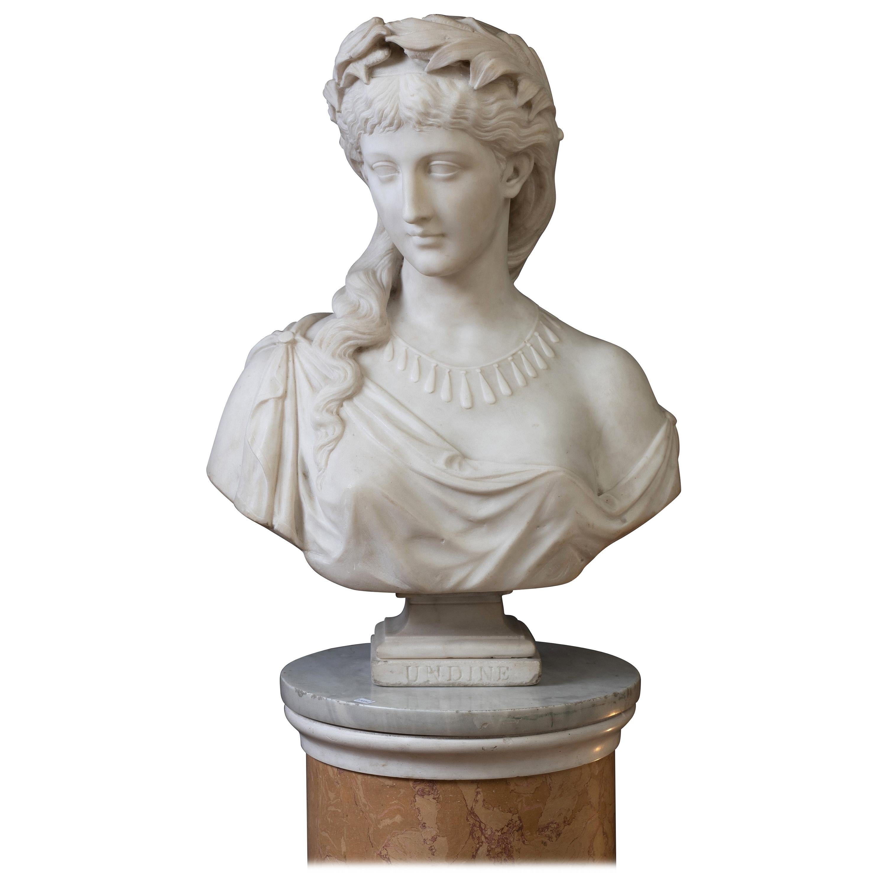 White Marble Bust of 'Undine' by Henry Garland R.A.,  For Sale