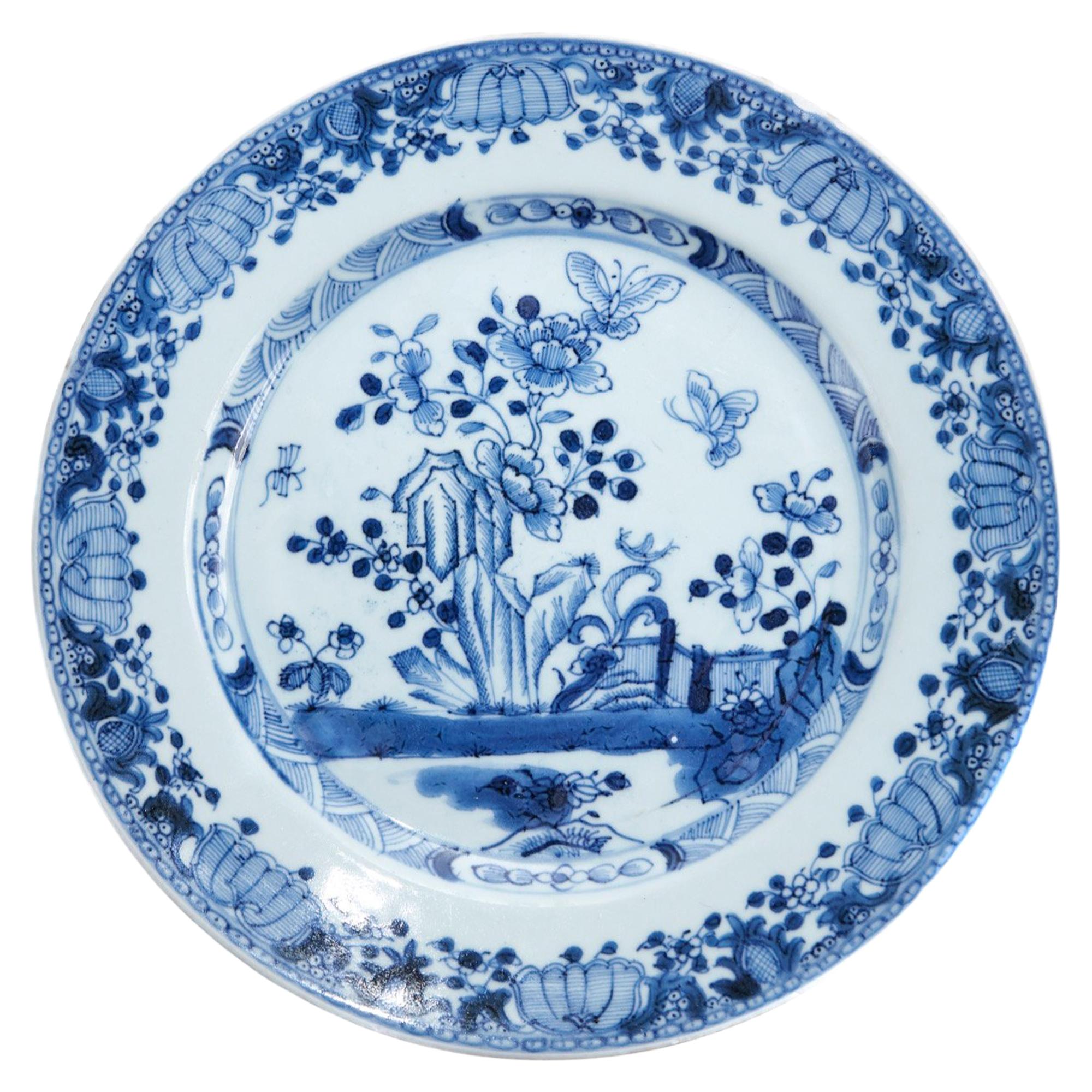 18th Century Chinese Blue & White Plate For Sale