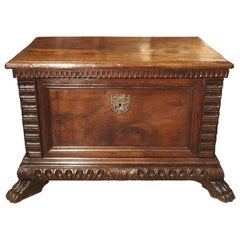 Small 17th Century and Later Walnut Wood Trunk from Northern Italy