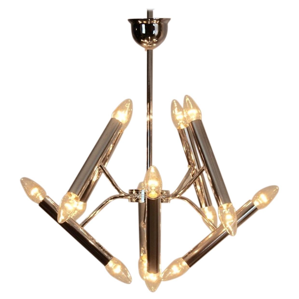 Geometrical Chrome Chandelier by Boulanger For Sale