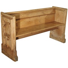 Antique French Gothic Chapel Pew Bench, 19th Century