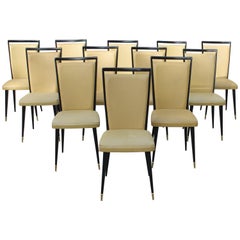 Stunning Set of 12 French Dining Chairs, circa 1940s