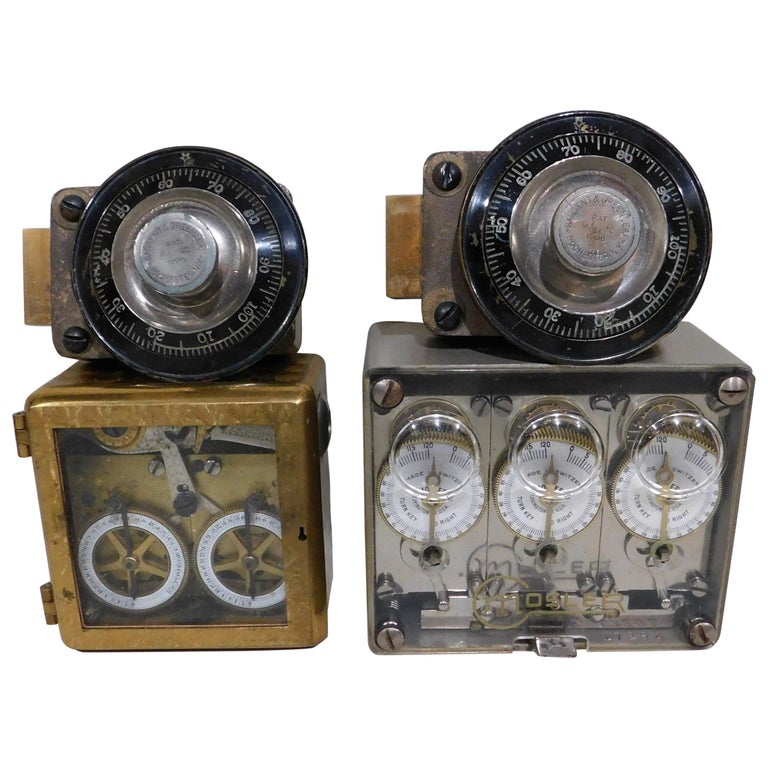 Pair of Antique Bank Vault Safe Timers Locks Tumblers at 1stDibs