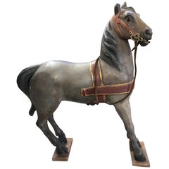 Vintage Dapple Grey Rocking Horse, Early 20th Century at 1stdibs