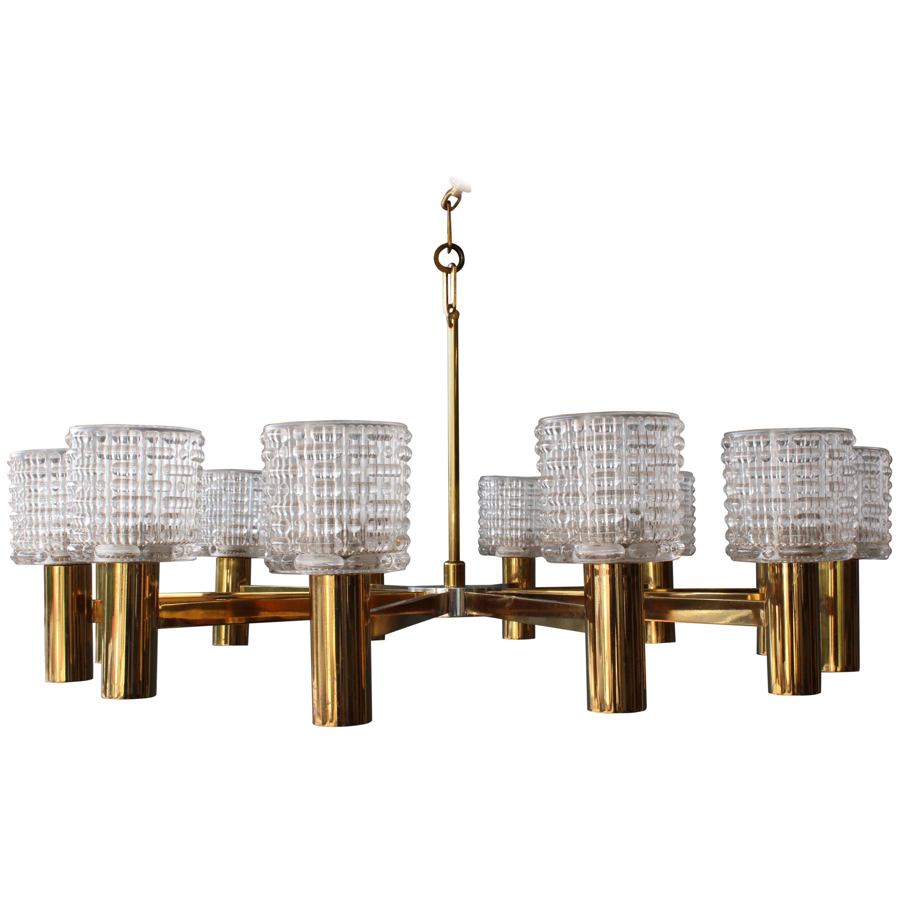 1960s Italian Chandelier with Cut Crystal Shades by Arredoluce Monza