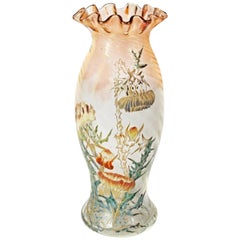 Emile Gallé Enameled and Etched Glass Vase