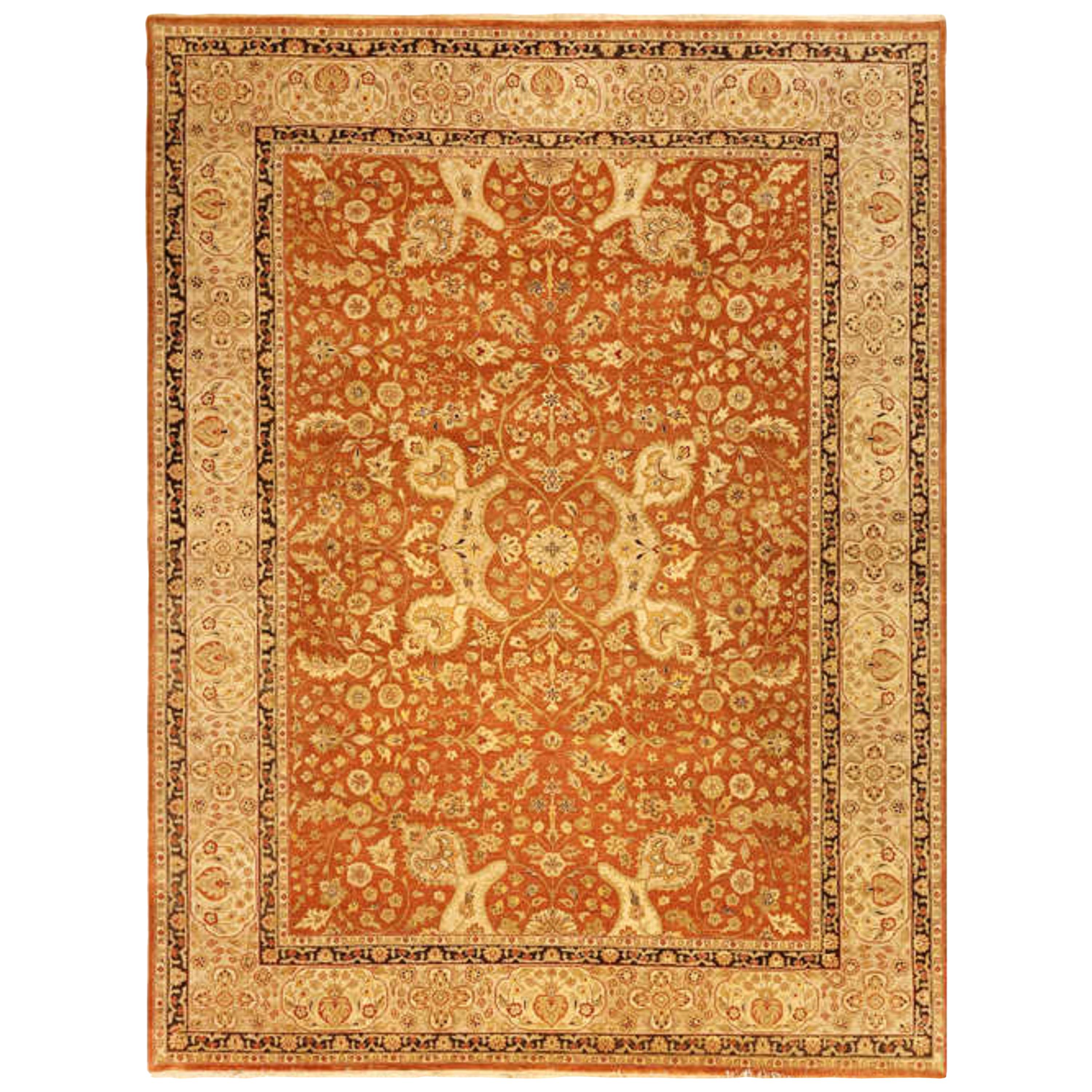 Traditional Hand-woven Indian Agra Rug For Sale