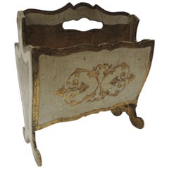Vintage Italian Florentine Painted and Giltwood Magazine Holder