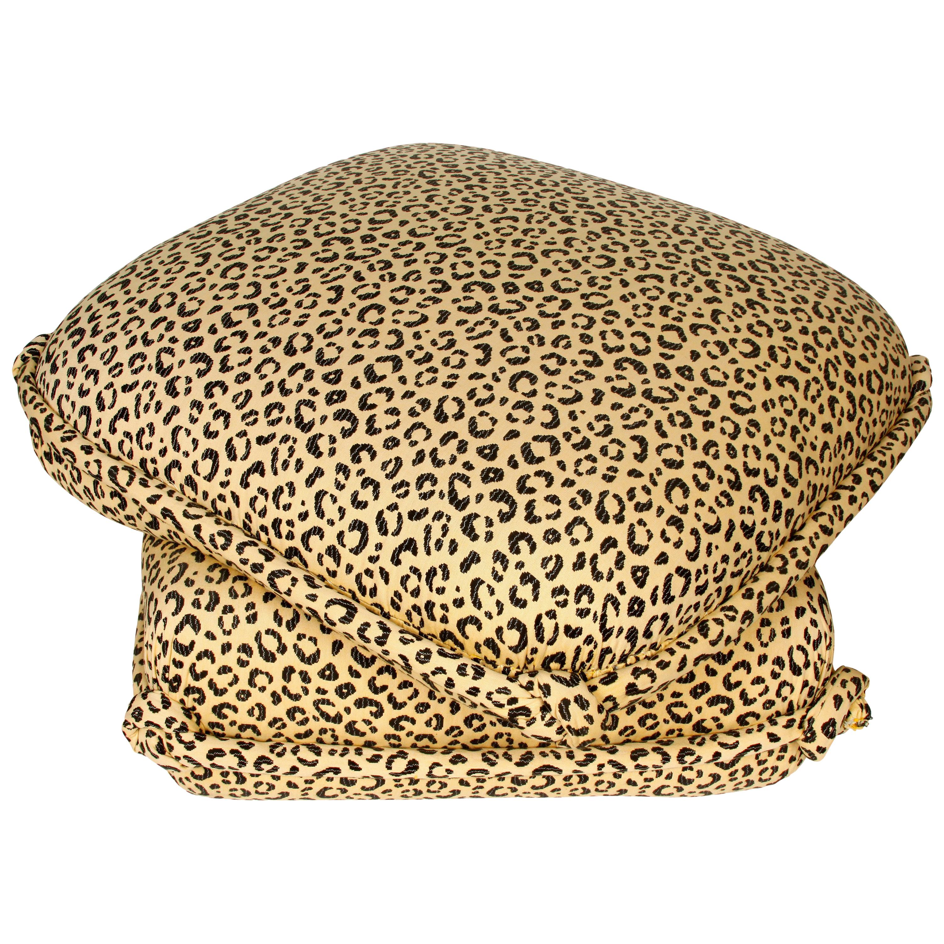 Leopard Turkish Ottoman with Knotted Corners