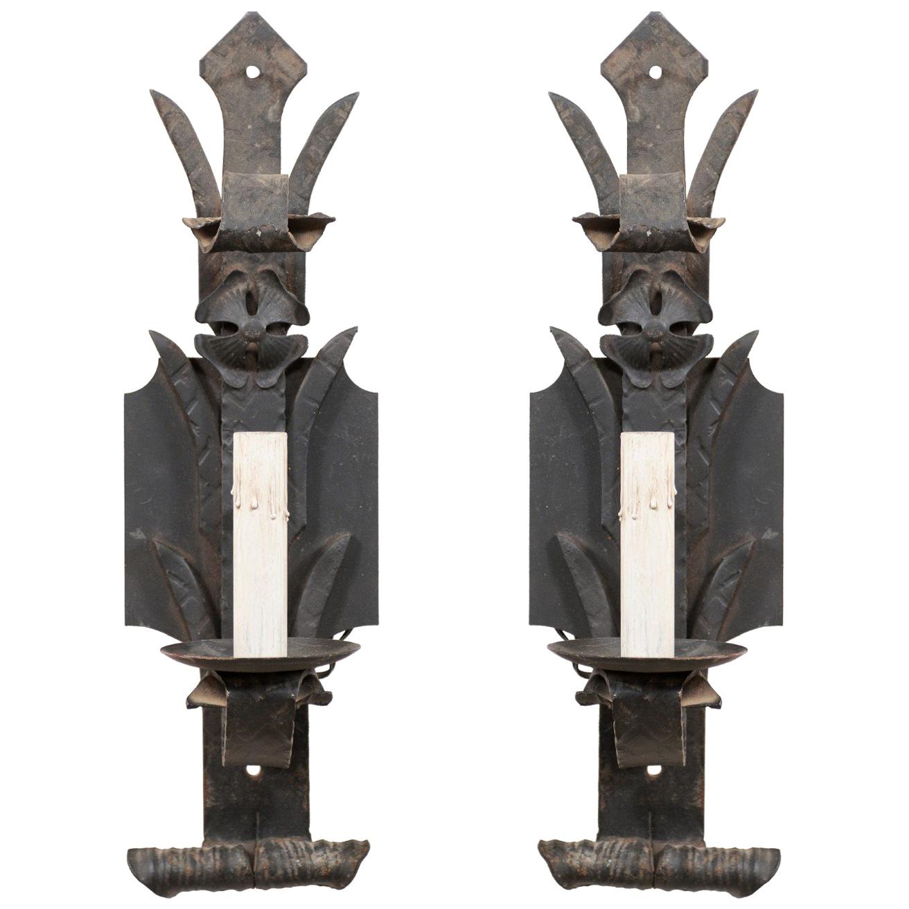 Pair of French Mid-20th Century Iron Sconces