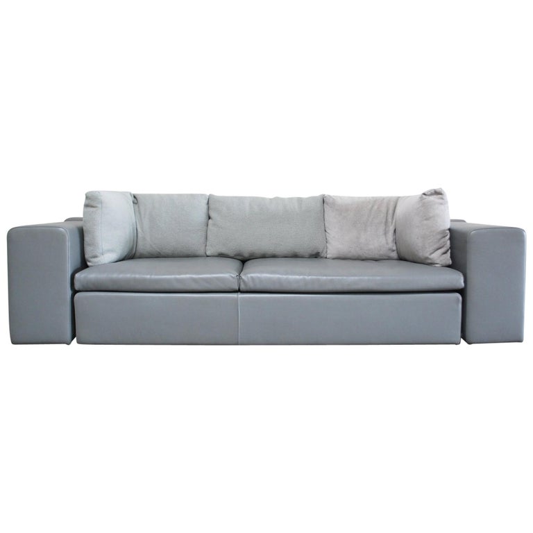 Moroso Leather Sofa Model Springfield By Patricia Urquiola Grey