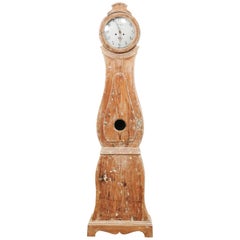 Tall 19th Century Swedish Painted Wood Floor Clock
