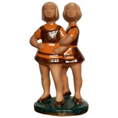 Vintage Swedish Ceramic Figurine "Girls" from Jie Gantofta, 1970s