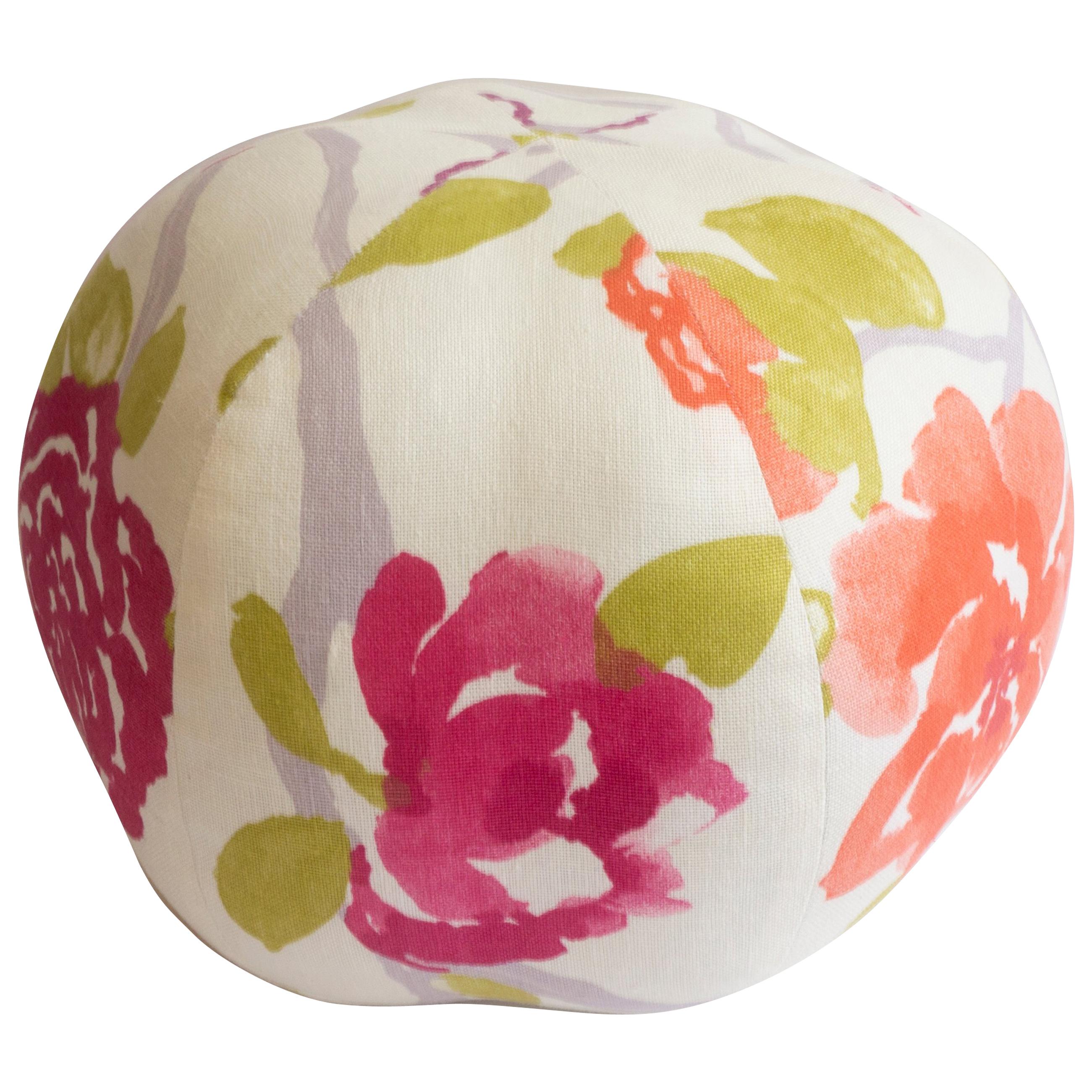 Round Ball Pillow in Watercolor Rose Print