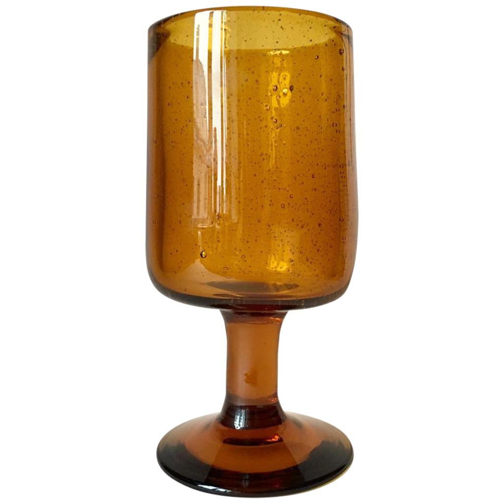 Vintage Swedish Amber Bubble Glass Vase by Erik Höglund for Kosta Boda, 1950s For Sale