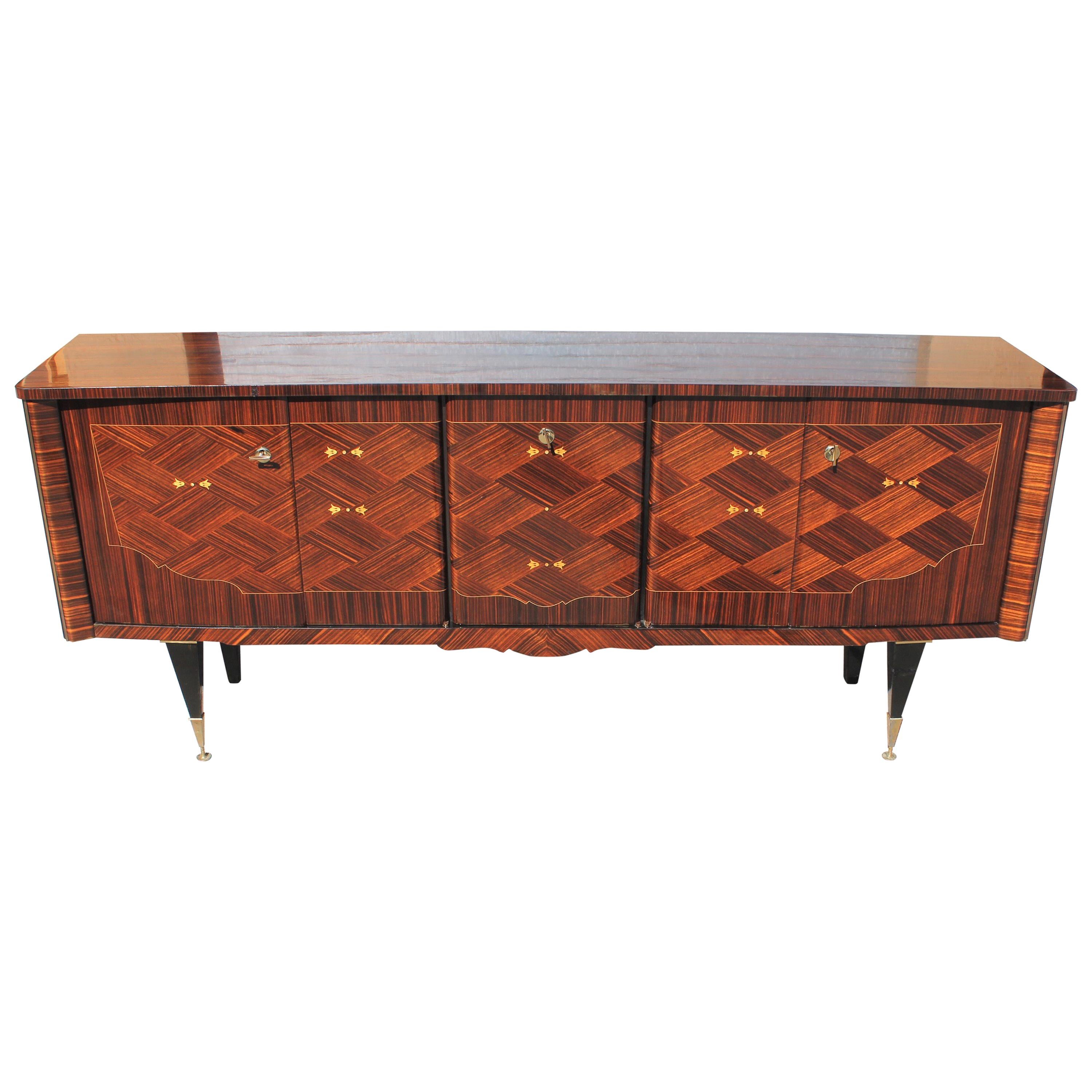 Long French Modern Macassar Ebony Sideboard / Buffet / Bar / Credenzas For Sale