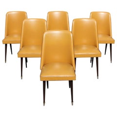 Beautiful Set of 6 French Art Deco Solid Mahogany Gondola Dining Chairs