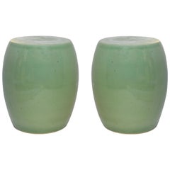 Antique Celadon Glazed Porcelain Stools