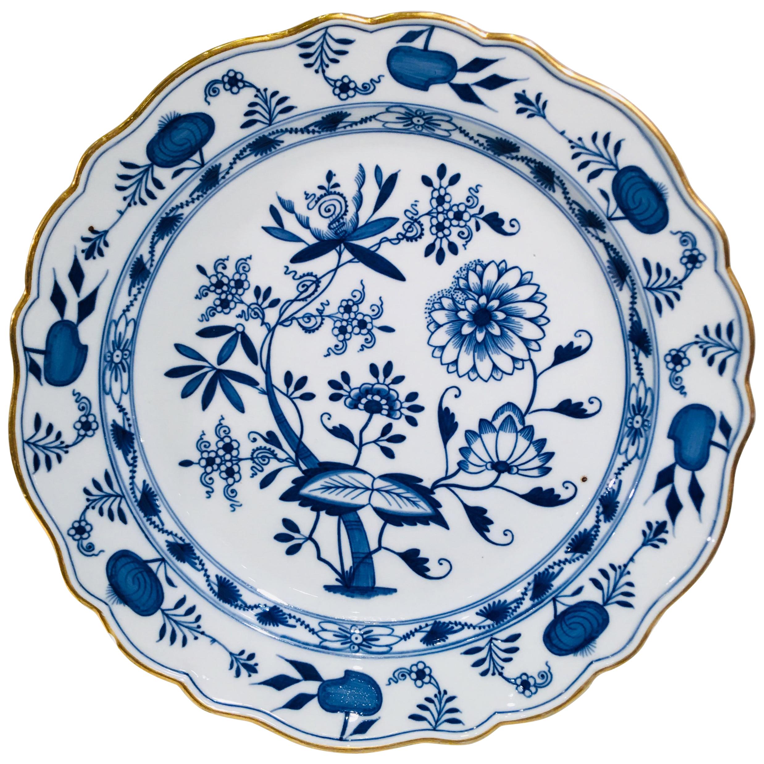 Antique 1815 Meissen Porcelain Blue Onion Pattern Large Round Serving Platter