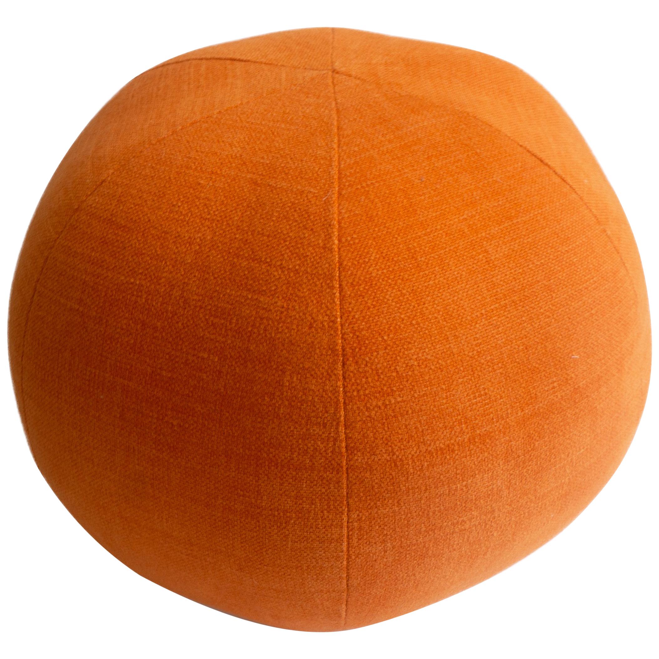 Round Ball Pillow in Orange Fabric