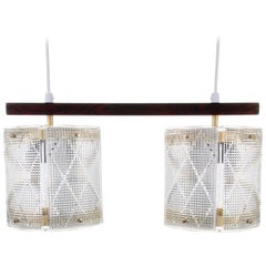 Retro Double Crystal Light Fixture by Eriksmålaglas in the 1950s