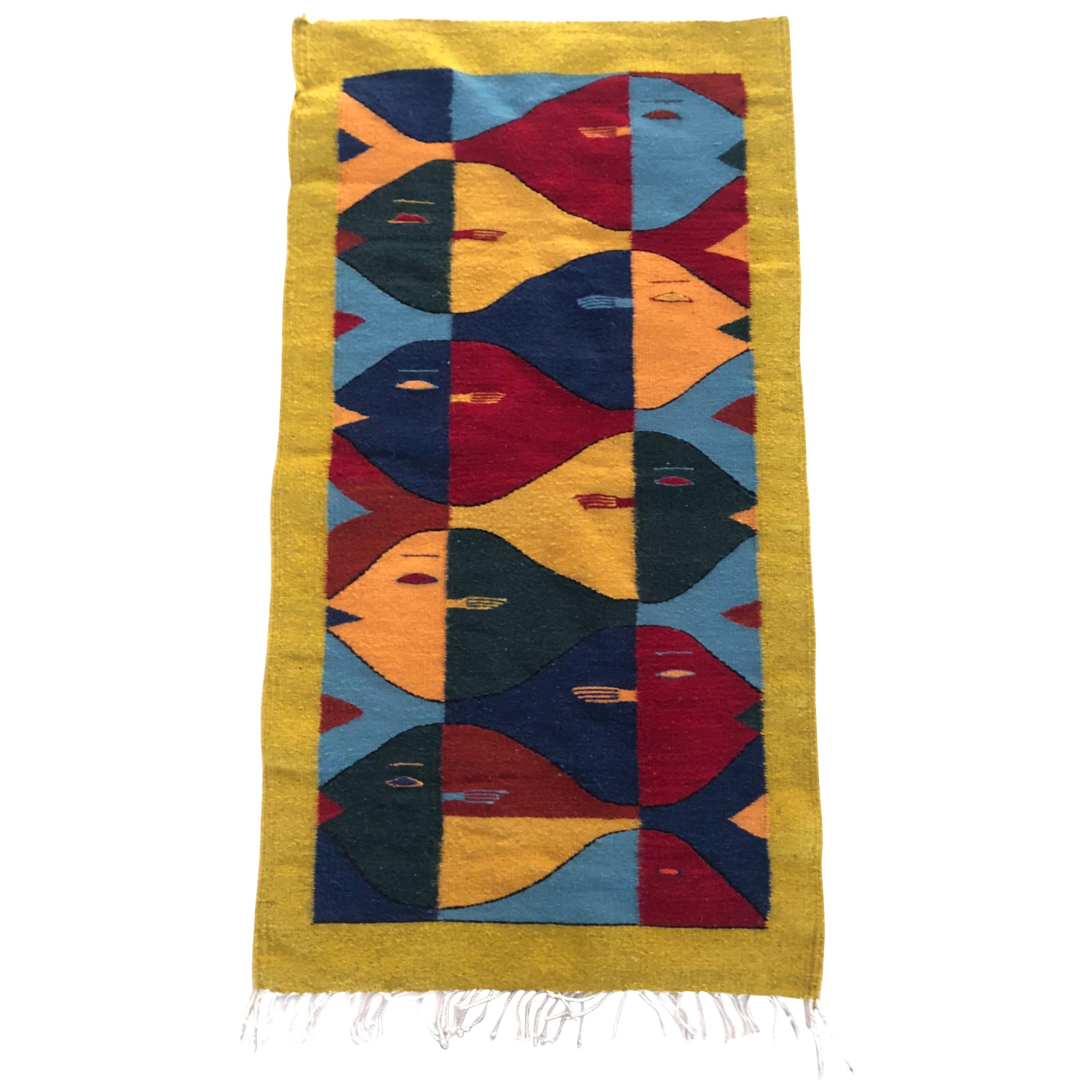 Handwoven Wool Rug/Tapestry after Escher