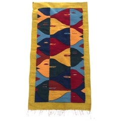 Vintage Handwoven Wool Rug/Tapestry after Escher