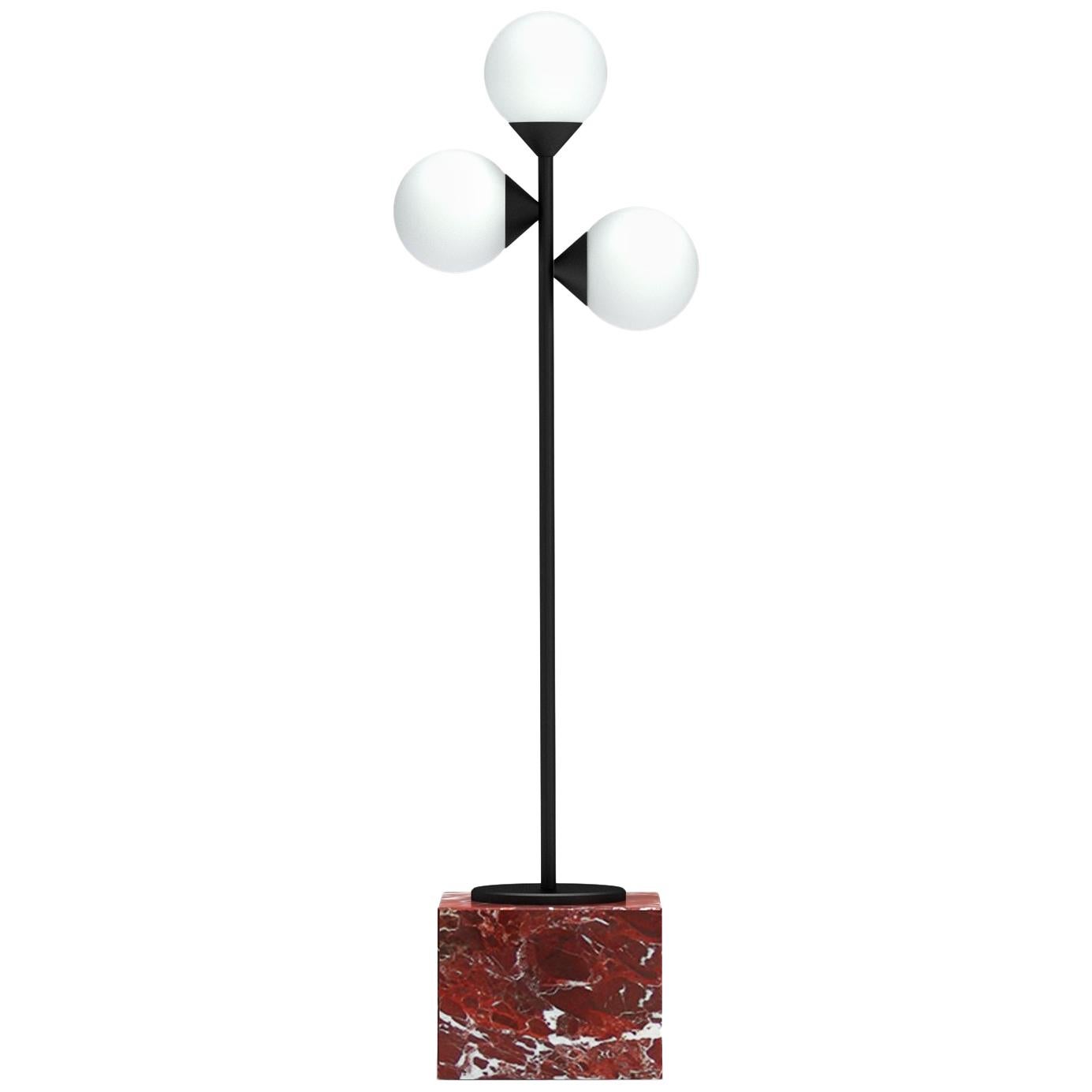 Modern Trefoil Lamp in Marble and Metal For Sale