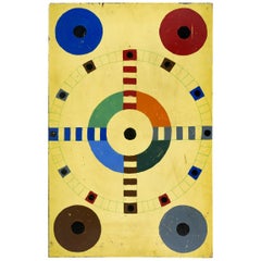 Antique Double Sided Gameboard, Parcheesi and Checkers