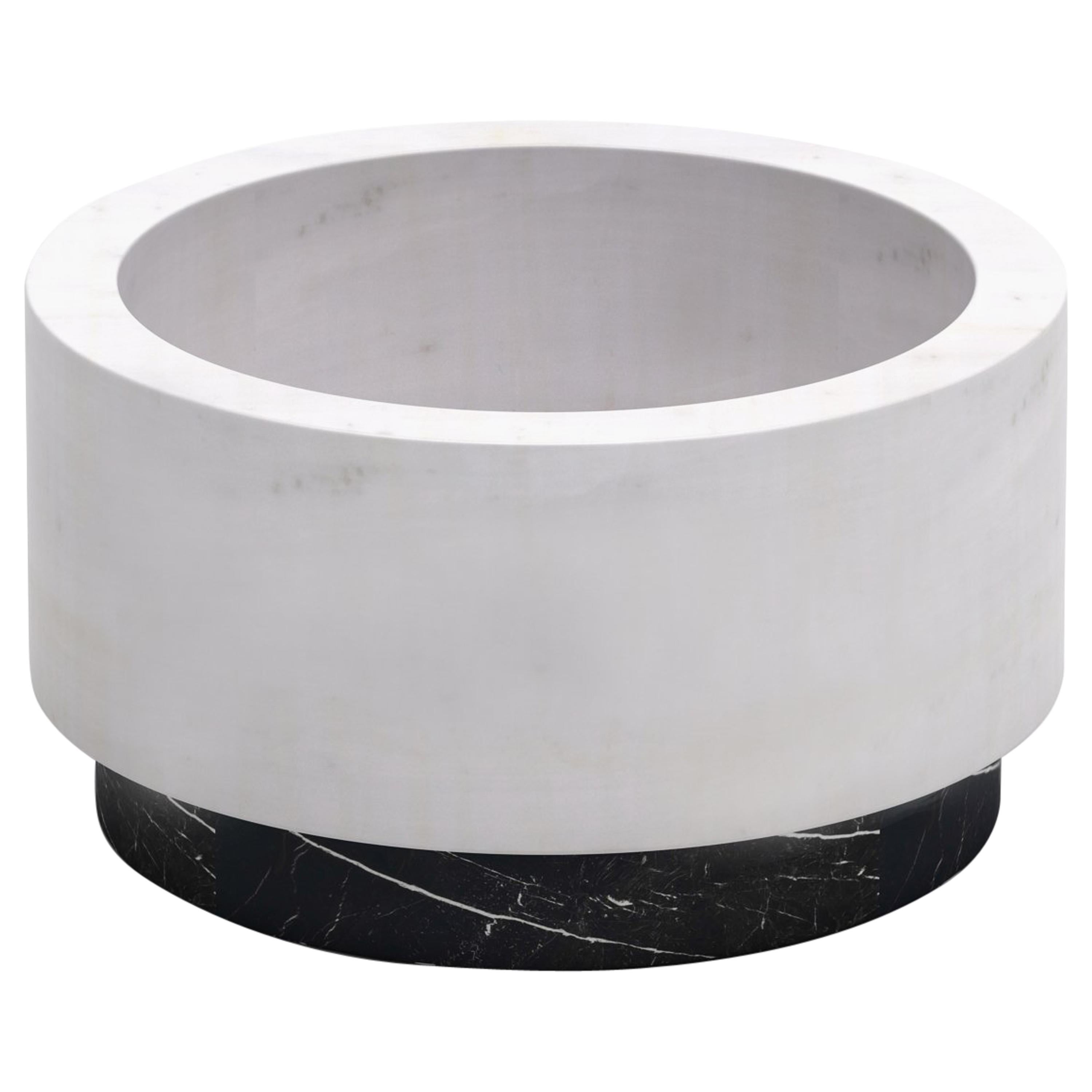 B&W Basin from White and Black Marble in Circular Shape