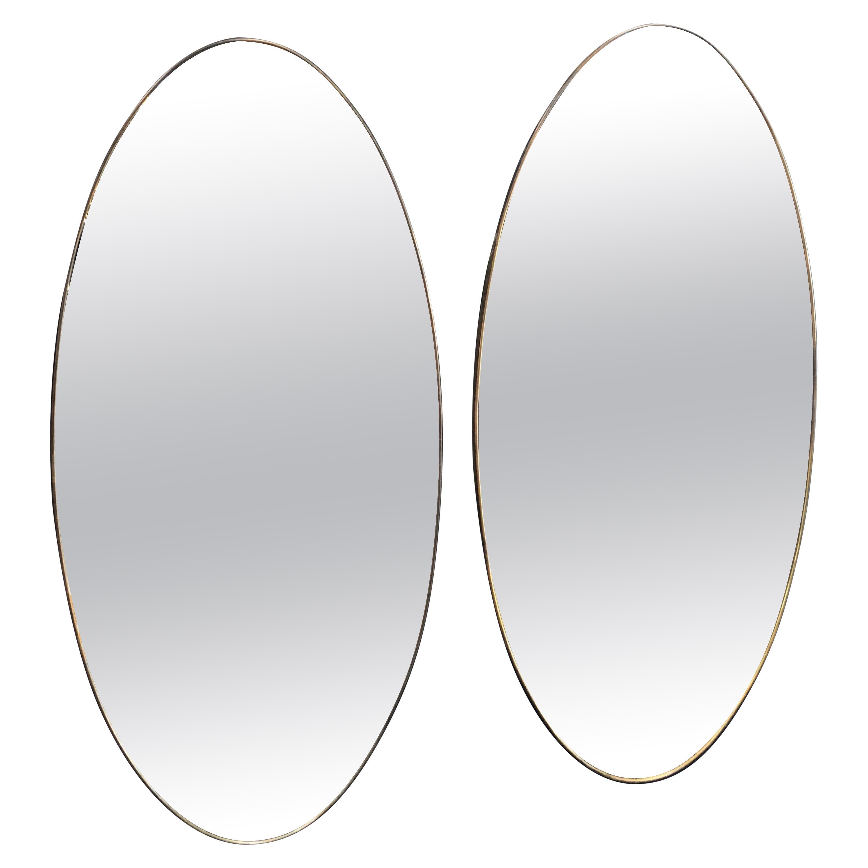 Pair of Oversize Oval Wall Mirrors, Italy, Late 1960s